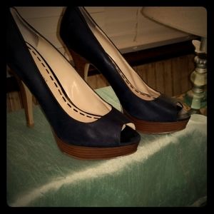 Enzo Angiolini Leather Open Toe Heels